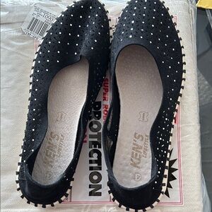 Black Women's Flats with Studded Design